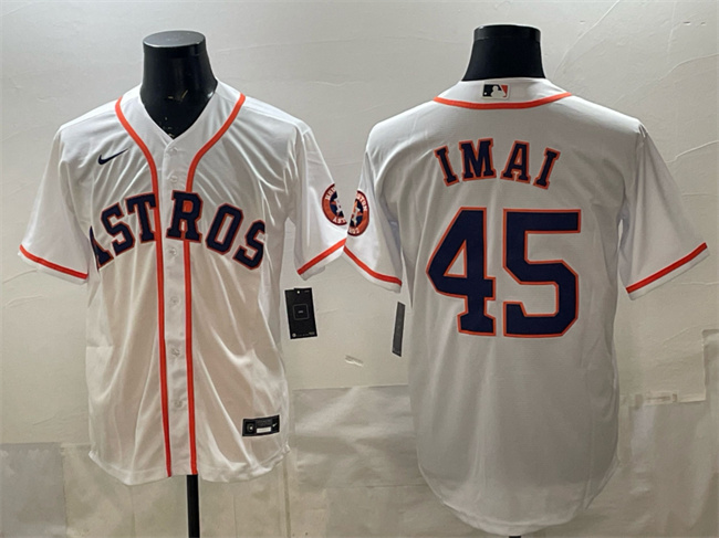 Men's White Houston Astros #45 Tatsuya Imai Cool Base Stitched Jersey